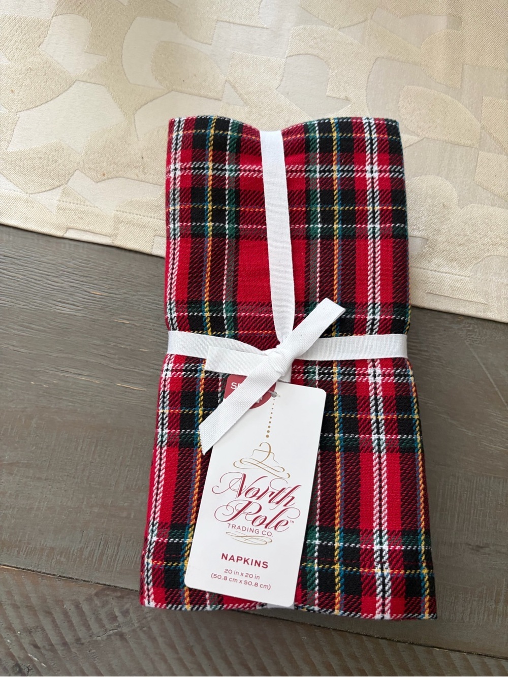 North Pole Trading Co. Red Tartan Plaid Cotton Napkins - Set